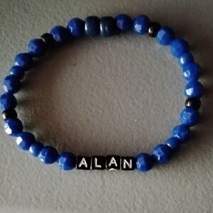 Alan Men's Blue Beaded Bracelet